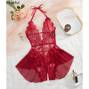 Women's Solid Color Lace Teddy Bodysuit, Trending Elegant Sleeveless Lingerie, Breathable Push-Up One-Piece Underwear for Ladies, soft skin-friendly fabric, perfect for daily loungewear, all-season pajama wear, dating nights and casual intimate styling