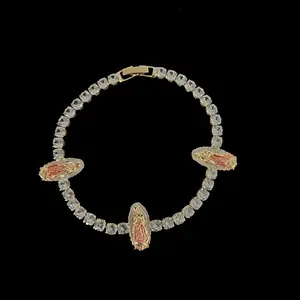 Virgin Mary CZ Bracelet - Gold Plated, Fashion Accessory
