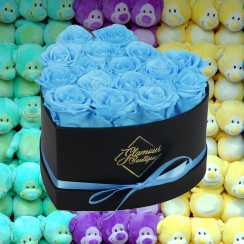 Immortal Love Black Heart | 16 Tiffany Roses Bouquet Box