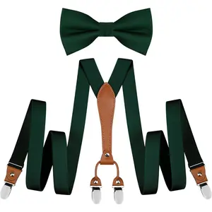 Suspenders & Bowtie Set Men's Elastic Band Suspenders + Bowtie for Wedding, Formal Events