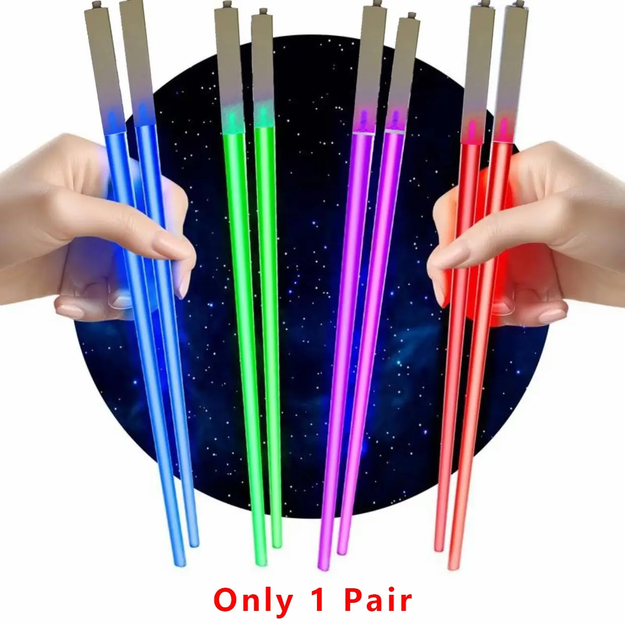 Fluorescent LED Chopsticks Set, Cutlery Tableware Utensils, LED Illumination, Food Grade Plastic Material, Perfect for Concerts Parties Birthdays Festivals Night Markets, Atmosphere Photo Props