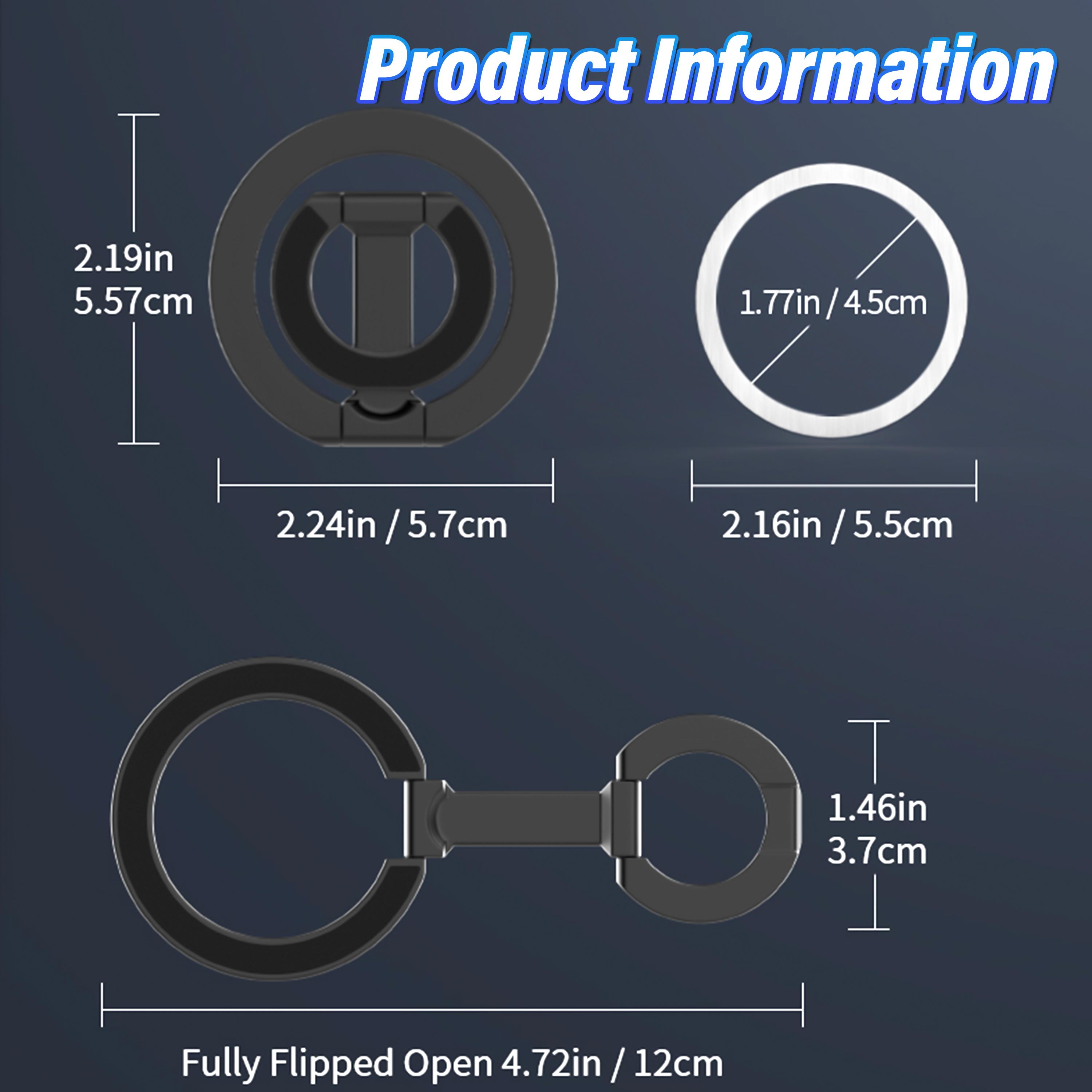 Dual Sided Magnetic Phone Ring Grip, Magnetic Phone Stand & Fold Kickstand Holder, Universal Finger Bracket Compatible with Car Mount for iPhone 17 16 15 14 13 Pro Max Plus