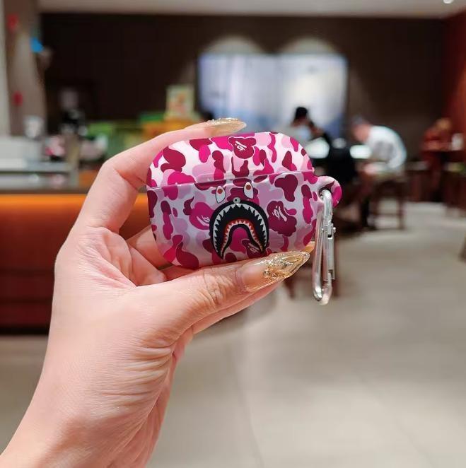 Trendy "Shark Mouth" Camo Streetwear AirPods Case | Glossy Hypebeast Ape Style | Shockproof Hard Cover for AirPods 1/2/3/4 & Pro