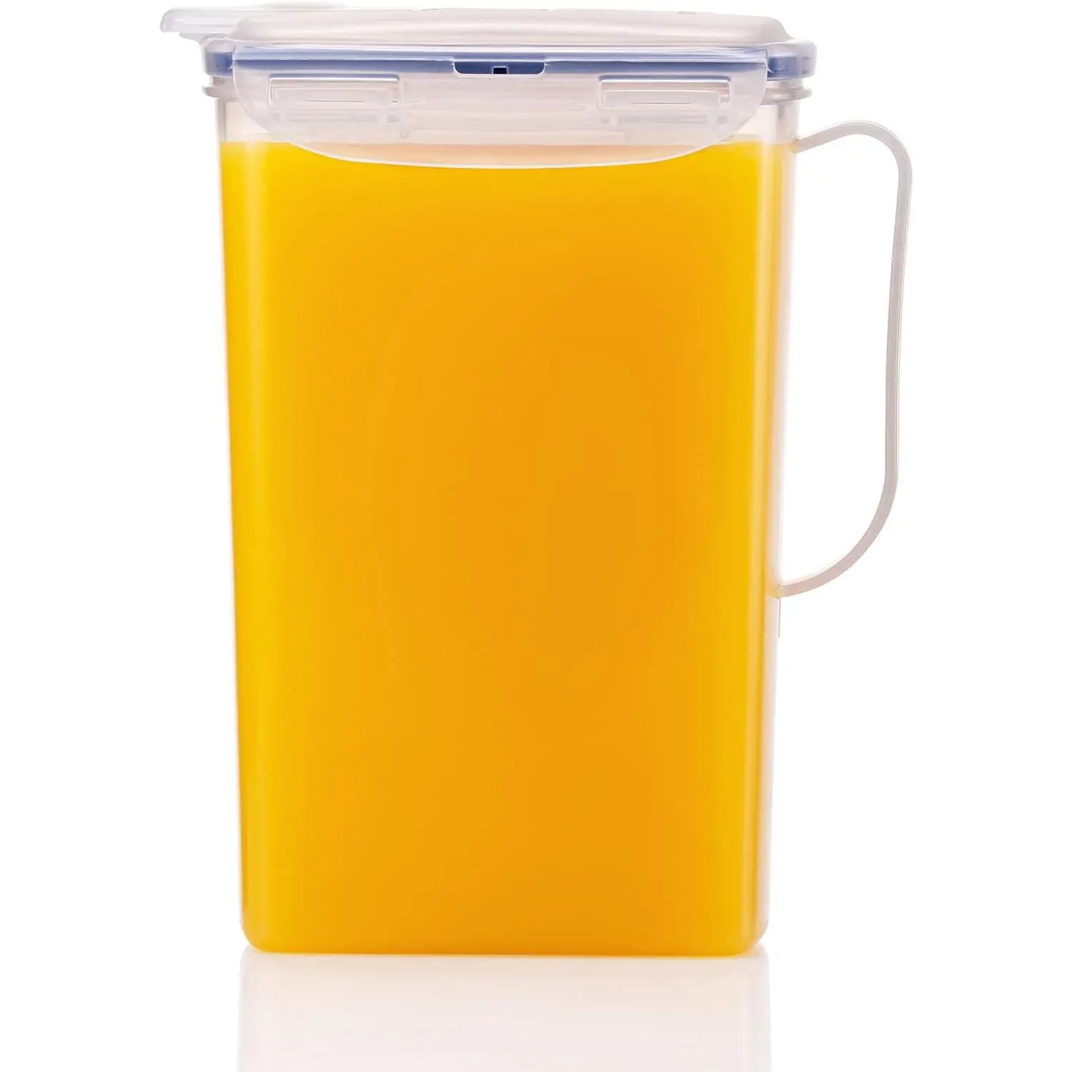 Fridge Door Water Jug with Handle BPA Free Plastic Pitcher with Flip Top Lid Perfect for Making Teas and Juices, 2 Quarts, Clear