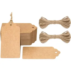 Paper  Tags with String, 100 count Blank  Tags, Christmas  Tag, Holiday Hangtags for  Wrapping, DIY Arts & Crafts, Halloween(2X 4 in)