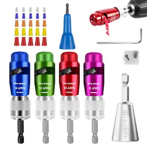 GAOMON 7PCS US Standard Wire Stripper & Tool Set, Color-Coded Drill Bits with Tungsten Steel Blades, Zinc Alloy Connectors for Electrical Wiring Projects