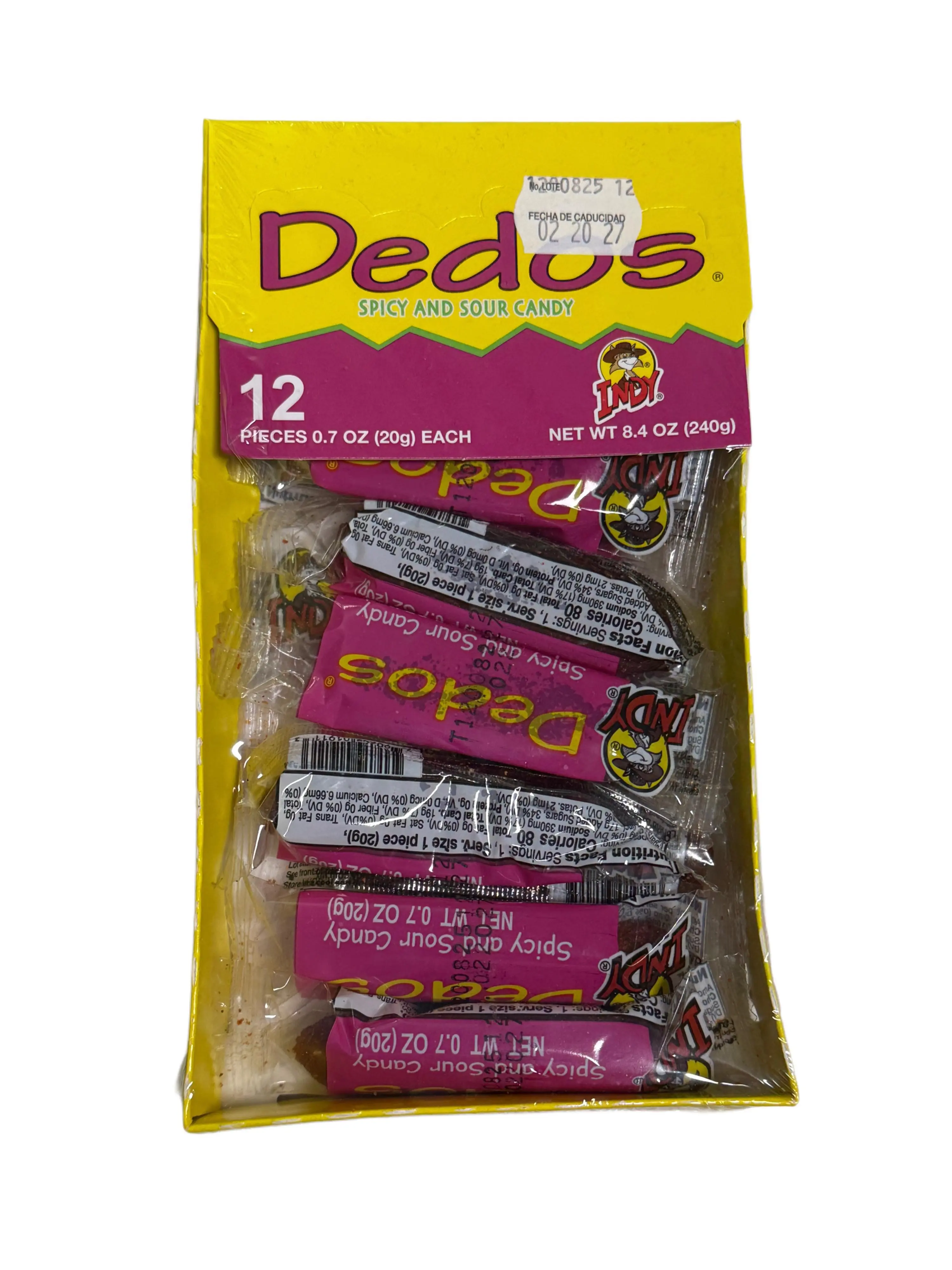 Indy Dedos Spicy and Sour Candy – Watermelon Flavor – Mexican Chili Candy – 12 Pieces Display Box – 8.4 oz