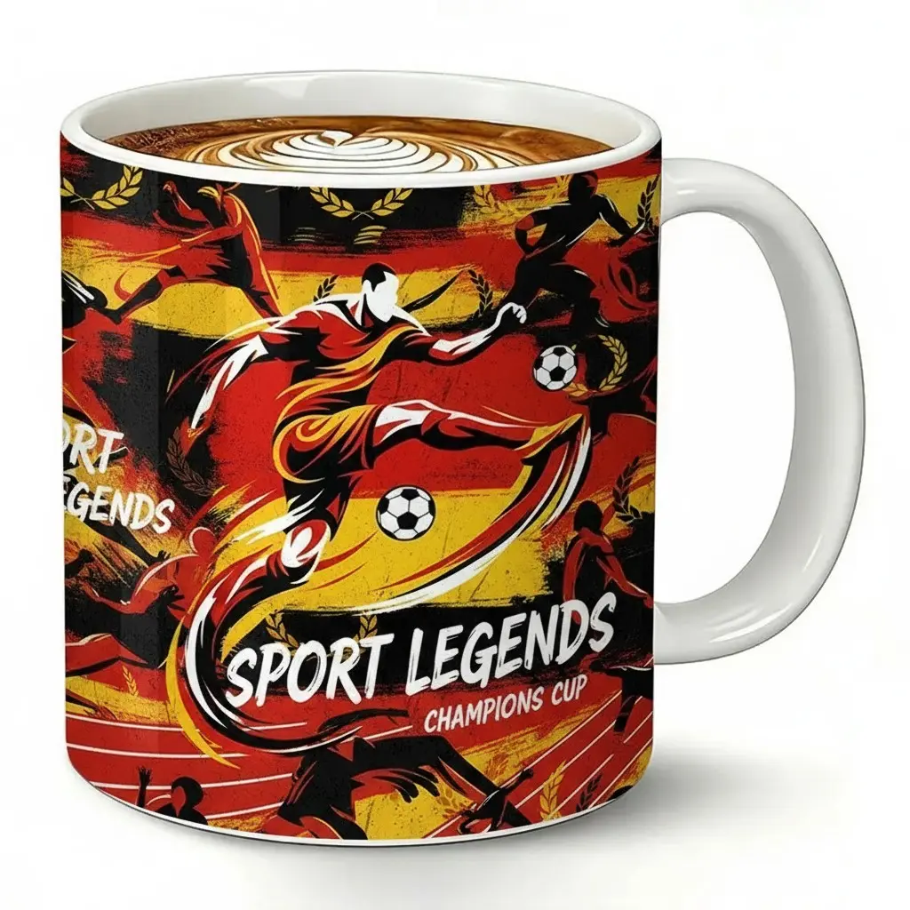 1pcs Sport Legends Champions Cup Ceramic Coffee Mug - Germany 11oz Football Soccer Fan Gift, Tea Cup for Men Women, Birthday Present for Soccer Enthusiasts, Fun and Dynamic Drinkware with Vibrant Design and Sporty Graphics