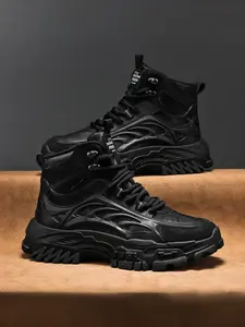 1 pair of men's two-tone high-top chunky dad bootsStreet Cool Style | Comfort Soft Lining + Durable Anti-Slip Sole + Patchwork Upper | Daily Outings/Commute, Must-Have Versatile Boots for Trendy Guys Slip Resistant Boots