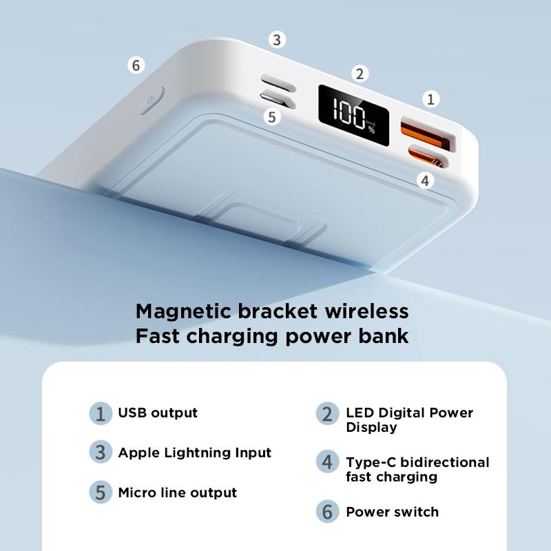 【Fathersdaygift】 10000mAh Magnetic Power Bank Wireless Portable Charger with USB-C Cable LED Display Foldable Battery Pack for iPhone17/ 16/15/14/13/12/Pro/Pro Max Series Charging Compact Silicone Black 【Fathersdaygift】 10000mAh Magnetic Power Bank Wireless Portable Charger with USB-C Cable LED Display Foldable Battery Pack for iPhone17/ 16/15/14/13/12/Pro/Pro Max Series Charging Compact Silicone Black