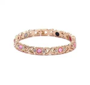 Energy magnet bracelet, eco-friendly alloy withdiamonds,adjustable ladies' wristband