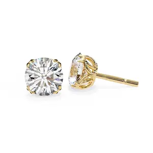 2.57 Carat Round Cut Lab Grown Diamond Push Back Solitaire Earrings