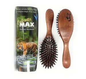 Calcutta Max Pure Boar Bristle Hair Brush for Styling and Smoothing with Dark Maple Handle