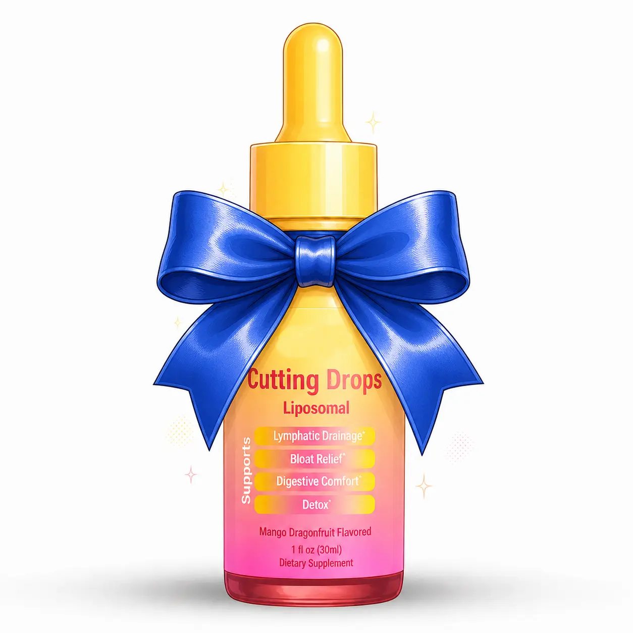 Cutting Drops – Lymphatic-Focused Debloat Formula with Dandelion, Cleavers, Burdock & Elderberry for Lymphatic Drainage, Bloat Relief, Digestive Comfort and Detox – Mango Dragonfruit Flavor, 30 Servings