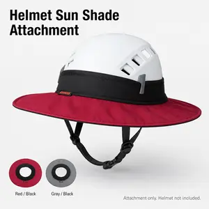 BARHAR Hard Hat Sun Shade Attachment, Wide Brim Helmet Sun Shade for Outdoor Work, Reversible Red Black Helmet Brim, Clip-On Sun Protection for Climbing Helmets and Hard Hats