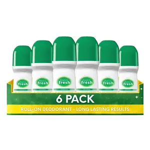 Feelin Fresh Roll-On Anti-Perspirant Deodorant for Women Pack of 6 (2.6 fl oz / 75ml Each) | 24-Hour Odor Protection | Fresh Citrus Floral
