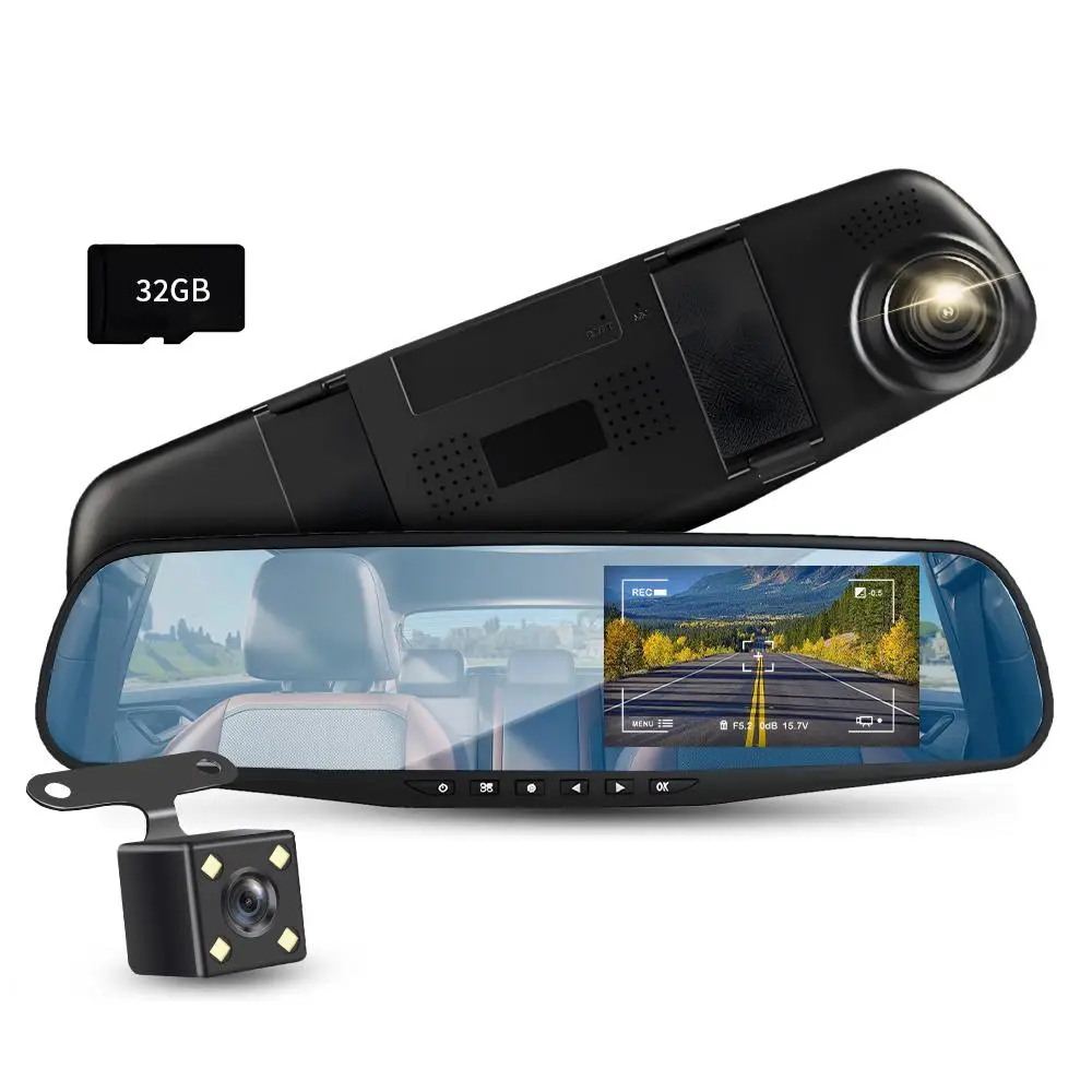 Car DVR with 32GB Storage Card, 1080P Front & Rear Dual Lens Car DVR, Super Night Vision, Loop Recording, Motion-Detection, Car Video Surveillance