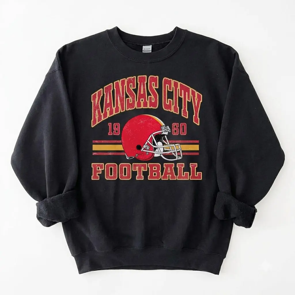 Kansas City Football Vintage Sweatshirt T-Shirt, Kansas City Football Crewneck, Football Sweatshirt, Kansas City Fan Gifts
