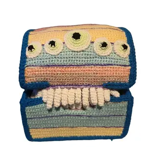 Crochet Mimic Box Handmade Glows in the Dark Perfect for Rolling Dice and Storing Unique Design