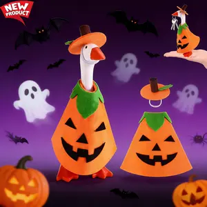 Halloween Desk Goose Outfits Pumpkin Costume Fall Mini Clothes Set 7 Inch Magnetic Goose Statue Accessories for Holiday Deco（not included Goose）