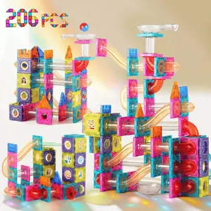 【Upgraded & Jumbo Set】206 PCS Magnetic Tiles,Magnet Building Blocks Cubes Construction Stacking Educational Assembly Toy Preschool STEM Play Creative Playboard for Toddler Kids Ages 3+,Kids Toys Christmas gift for 3 4 5 6 Year Old