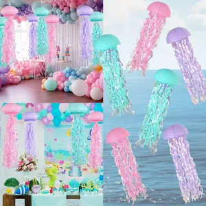 6PCS Hanging Jellyfish Paper Lanterns - Vibrant Ocean-Themed Party Decorations for Birthdays,Christmas Festive Celebrations, Colorful Contemporary Design,Beach Party Decoration