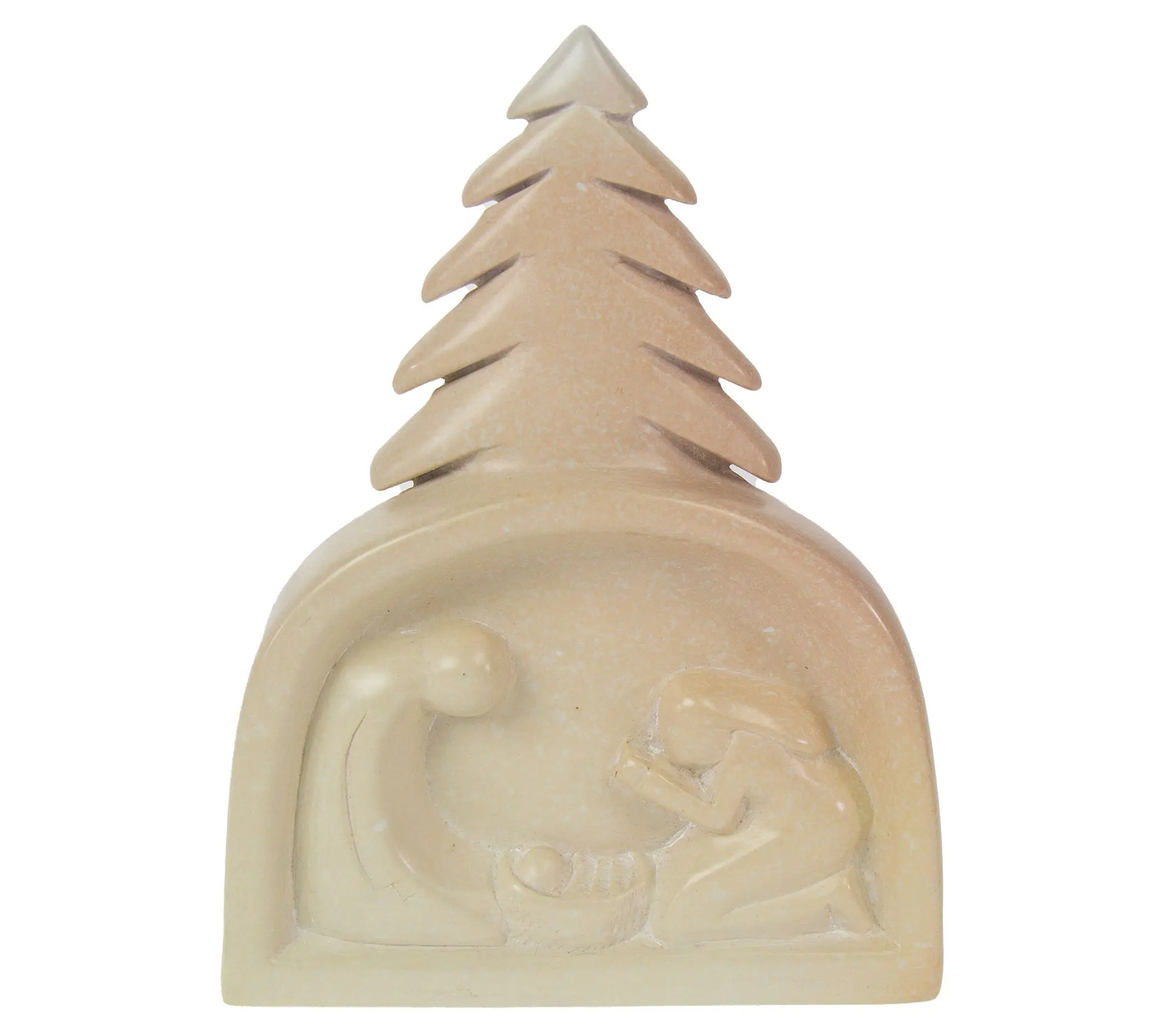 Global Crafts Carved Soapstone Holy Family Nativity Under Tree