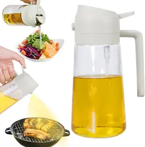 Oil Dispenser for Kitchen, 2 in 1 and Sprayer for Cooking, 16.5oz/470ml Premium Glass Oil Bottle, Food-grade Oil Mister for Air Fryer, Frying, Salad, BBQ(Beige) Utensils Nozzle Utensils Nozzle