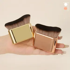 New Large Soft Bristle Makeup Brush, Multifunctional Body Brush, Bamboo Flat Neck Brush, Caterpillar Foundation Loose Powder Brush, Face Makeup Brushes