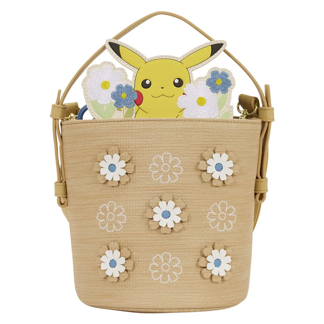 Loungefly Pokémon Floral Pikachu Crossbody Bag, Casual Commuter Bag, Shopping Shoulder Bag