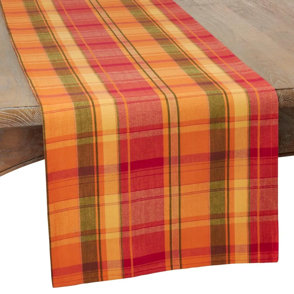 Saro Lifestyle 520.TC1672B Oblong 100% Cotton Table Runner, 16x72 in, Classic Warm Plaid Print, Hand Wash Safe