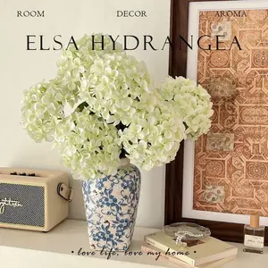 Luxury hydrangea faux for dining table and living room decorations, wedding artificial decorative floral arrangements, silk flowers, dried flowers filler UV Resistant Tricolor Handmade Crochet Bouquet Lighted Christmas Rose Dome Gift Blue garden Elegant