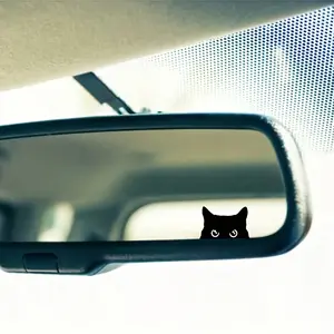 4PCS/SET Cute Black Cat Car Rearview Mirror Sticker, Lovely Cat Peeking-Style Decal, Add Healing Pet Style to Your Vehicle with Creative Decor, Sticker for Cars