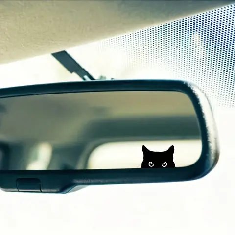 4PCS/SET Cute Black Cat Car Rearview Mirror Sticker, Lovely Cat Peeking-Style Decal, Add Healing Pet Style to Your Vehicle with Creative Decor, Sticker for Cars, Car Accessories Cute, Car Decals