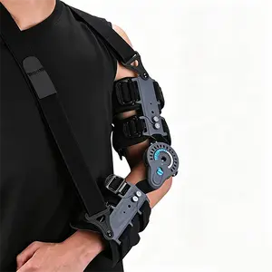 Hinged Elbow Brace for Post Op Recovery, Adjustable ROM Support with Sling for Left Arm Injury