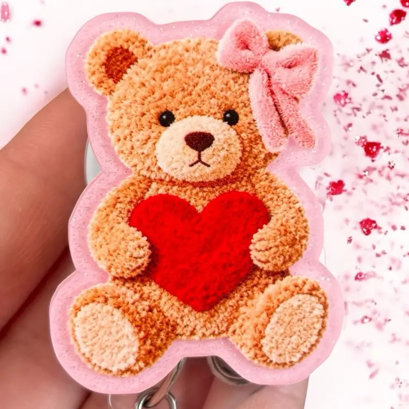 Glitter My Badge Valentine’s Day Cupid badge reel for nurse and hospital workers. Badge clip Badge pull - Retractable swivel clip with a 360 rotation. Great gift for coworker.