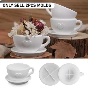 2pcs Heart Shaped Silicone Cup Mold, DIY Resin Casting Mold for Creative Flower Vase and Home Decor Crafts, DIY Handmade Mold