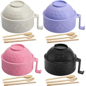Microwave Ramen Bowl Set, Ramen Noodle Cooker with Lid & Handle, Perfect for Home, Office, Dorm, or College Tableware