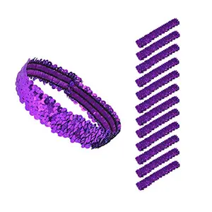 Mandala Crafts Stretch Elastic Sequin Headband, Sparkle Glitter Fashion Head Band 12 Pack Set for Sports, Dance, Party, Women, Girls, Babies