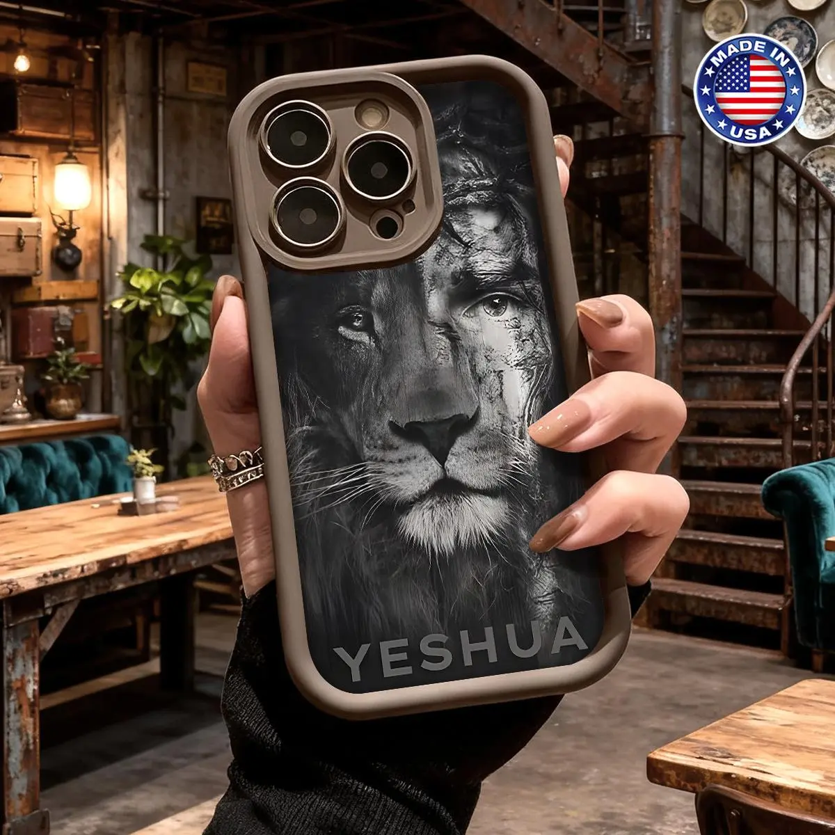 Artistic Lion Portrait Pattern Case for iPhone 17 16 15 14 Pro Max 13 12 11 XR XS Plus Air Slim Lightweight Shockproof Anti Drop Durable TPU Cover, Aesthetic, Accessories