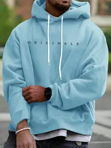 Men's Plus Size Casual Fashion Hoodie, Casual Fashion Sweatshirt, Long Sleeve Letter Print Pullover, Warm Kangaroo Pocket, Fall & Winter Wear, Casual Hooded Sweatshirt, Hoodie Print Hoodies