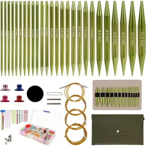 Circular Knitting Needles Set Includes 13 Pairs of Premium Aluminum Needles and Knitting Tools Box for Knitting Projects Use