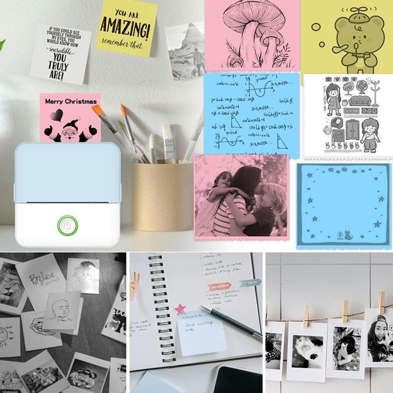 Portable Mini Printer, 1 Count USB Rechargeable Bluetooth-compatible Thermal Printer with 5 Rolls Paper, Compatible with iOS & Android, Office Supplies