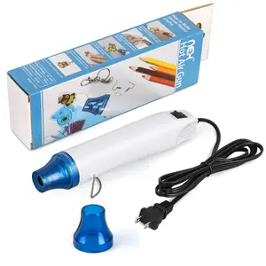 Portable Handheld 300W US Plug Mini Heat Gun with Foldable Bracket & Stainless Steel Anti-scald Nozzle, Non-slip Grip Electric Hot Air Blower for Heat Shrink Tubing, Embossing Powder, Drying Paint, PVC Wrapping & DIY Polymer Clay Projects