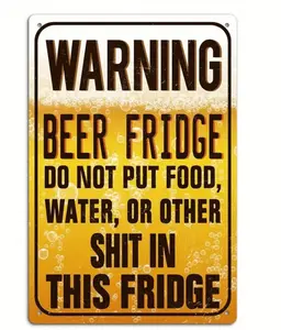 Vintage Iron Hanging Decor Metal Tin Sign 1pc - Humorous Beer Fridge Warning Wall Art, No Electricity Needed, Featherless - Ideal for Bar, Man Cave - Gift for Beer Enthusiasts