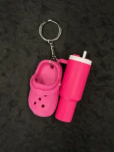 Mini Shoe-Shaped Bottle Keychain — A Versatile Plastic Keyring for Keys, Lipsticks, and Small Items. Perfect as a Bag Charm or Backpack Pendant; an Ideal Gift for Back-to-School Season, Graduations, or Mother's Day.