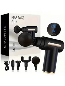 Home portable USB rechargeable 6-speed body massage gun, adjustable multifunctional body fascia gun . Perfect for muscle recovery, neck & back pain relief, and post-workout relaxation, 4 replaceable heads; Ultra-quiet brushless motor, Mother's Day gift
