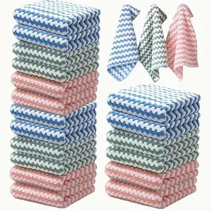 5/10/20 Pcs Dual-Sided Ionomer Thick Coral Fleece Dishcloths, Super Absorbent Reusable, Dishwashing Cloth, Kitchen Absorbent Towels, Non-Fuzzy Hand Drying Cloth, Reusable Microfiber