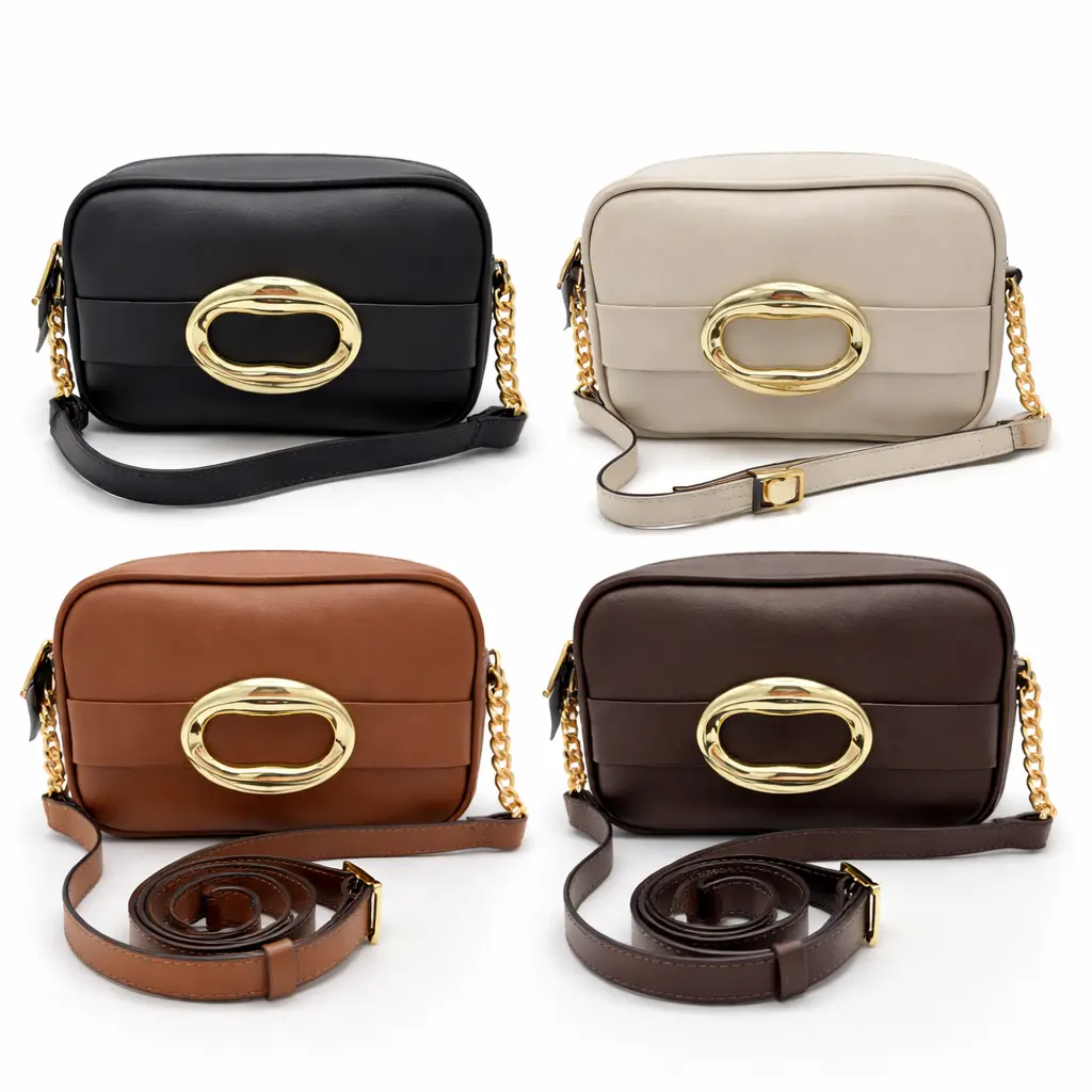 Yordy Elegant Crossbody Bag with Gold Detail – Minimal Chic Style, Lightweight, Messenger Bag