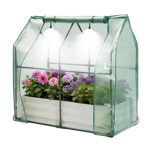 48"x24"x12" Raised Garden Bed Kit with Pitched Roof Greenhouse Cover & Irrigation, 3-in-1 Metal Planter Box with Self-Watering System & Insect Mesh, Outdoor Raised Bed for Vegetables Flowers